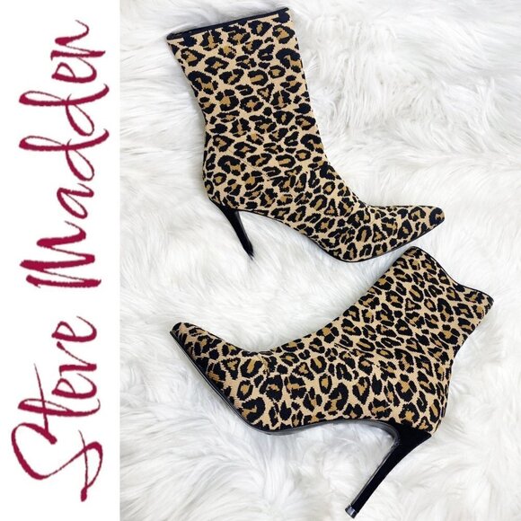 STEVE MADDEN Enya Leopard Print Sock Bootie Stiletto, Size 8.5 - Picture 10 of 10